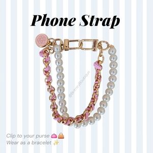 Pearl & Chain Strap PINK and Gold